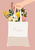 Merci floral avec un bouquet color&eacute;